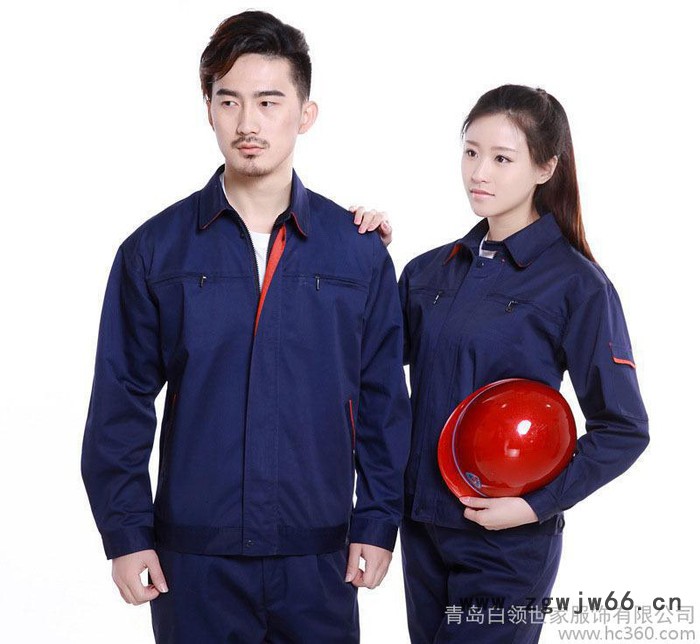 青岛长袖工作服 劳保服套装帆布厂服 工衣汽修服现货