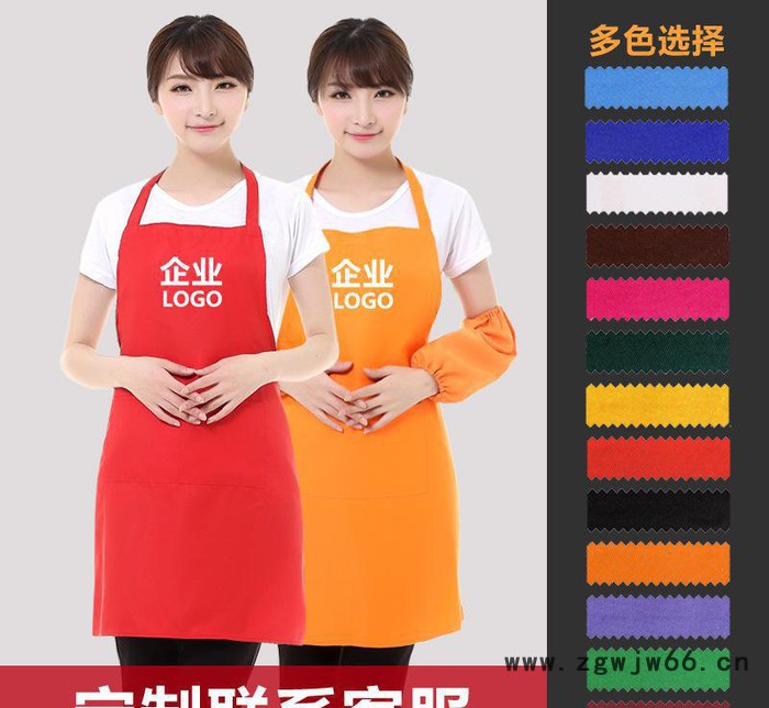 男女加厚围裙定做logo印字韩版可爱防水工作服定制广告宣传图2