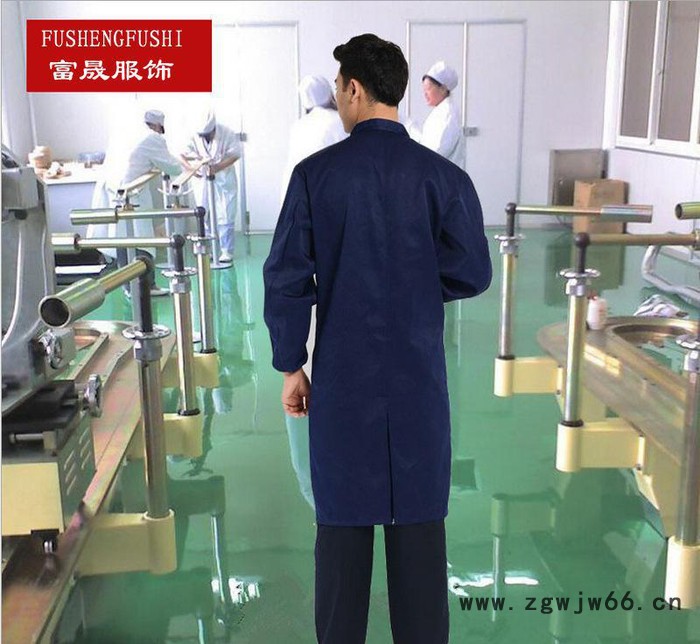 蓝大褂劳保工作服 春秋冬食品服蓝大褂 清洁工仓库搬运服定做图3