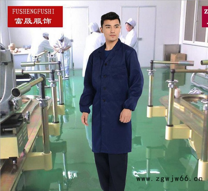 蓝大褂劳保工作服 春秋冬食品服蓝大褂 清洁工仓库搬运服定做图2