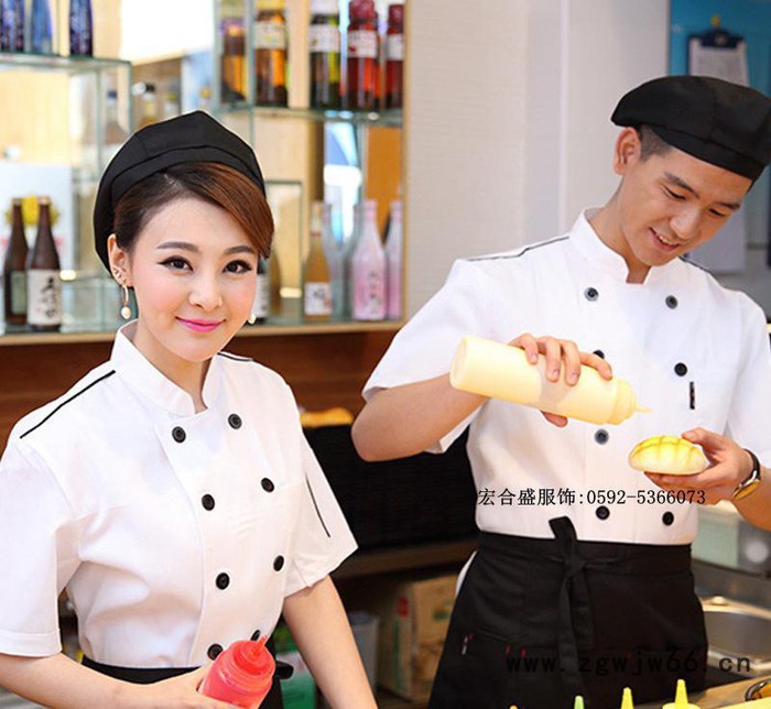 厦门餐饮工作服 长短袖厨师服工服 双排扣工装 酒店厨师服 可