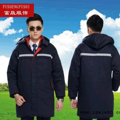 中长工作服棉服 防寒夹克款工程服 双层加绒汽修劳保服定做