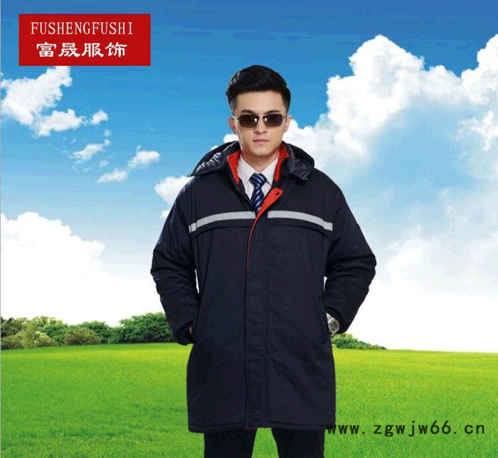 中长工作服棉服 防寒夹克款工程服 双层加绒汽修劳保服定做图3