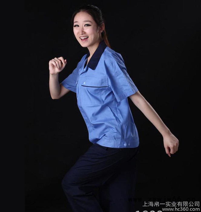 2014新款男女短袖夏季细斜系列工作服劳保服简洁大方可绣印定制图2