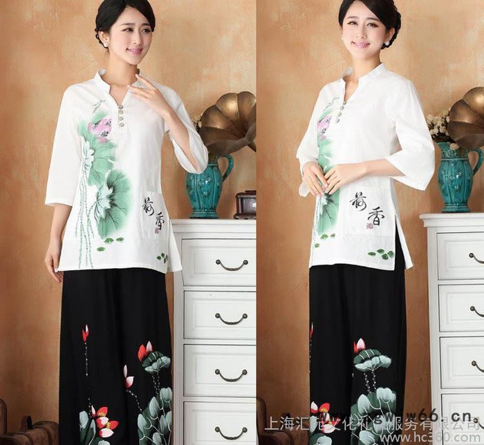 新款长袖亚麻桑拿服 荷香女士上衣夏季工作服图2