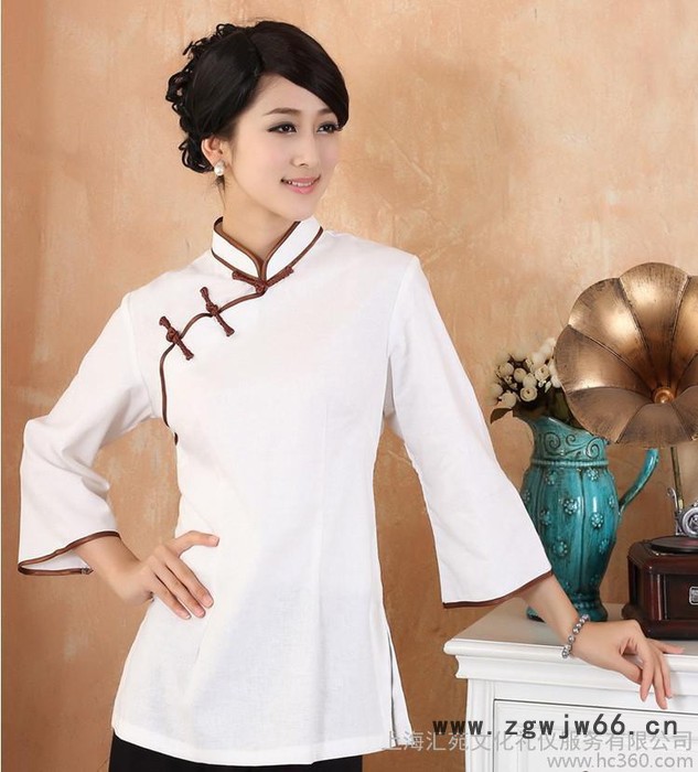 上海专业定制酒店餐饮养生会所中国风改良汉服复古怀旧精致工作服图3
