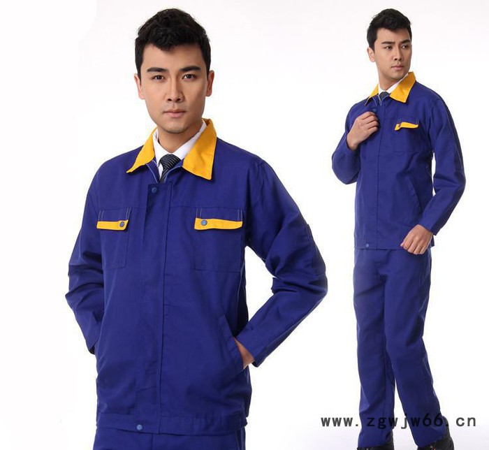 昌圣007帆布艳蓝黄领工作服套装冬装电焊汽修工装劳保服套装