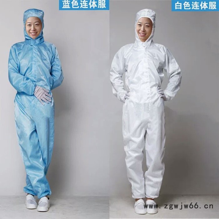 东莞塘厦华兴制衣**工作制服 白色蓝色网格防静电服防尘服电子防静电套装 车间防护工装 塘厦工作服图3