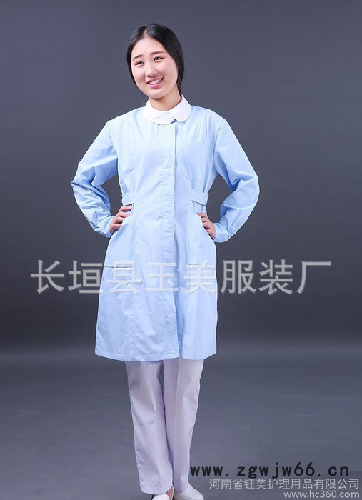 蓝色修身实习生纹绣师美容院工作服 长袖冬厚女白大褂短袖护士服图3