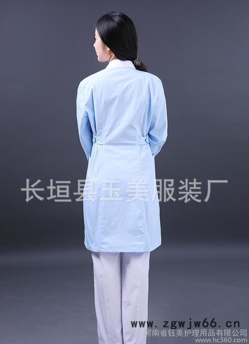 蓝色修身实习生纹绣师美容院工作服 长袖冬厚女白大褂短袖护士服