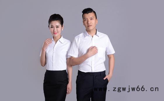 2016新款  CVC男女衬衫工作服套装定做 劳保商务职业