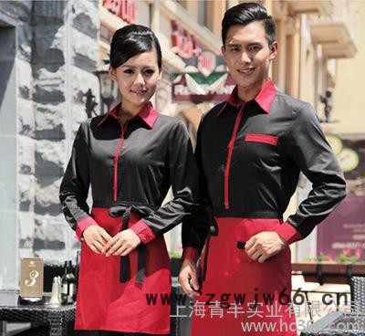 新款促销 长袖酒店工作服秋冬装女服务员长袖饭店制服餐厅送围裙图2