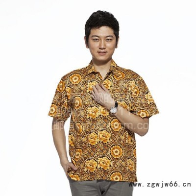 红蜘蛛 团体工作服加工厂家贴牌定制 2016年经典印花款短袖衬衫 团体工作服加工批发