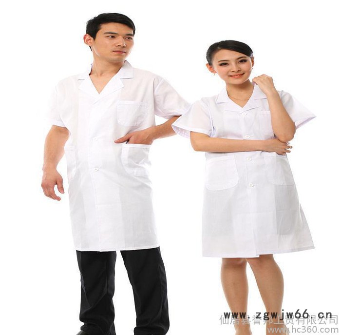 直销 纯白 气质白大褂 医生服订做 工作服蓝大褂图3