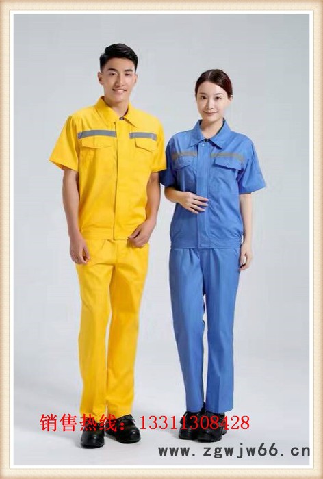 依郎夏季半袖夹克衫灰色防静电工作服半袖夹克衫纯棉工程服厂服定制批发图3