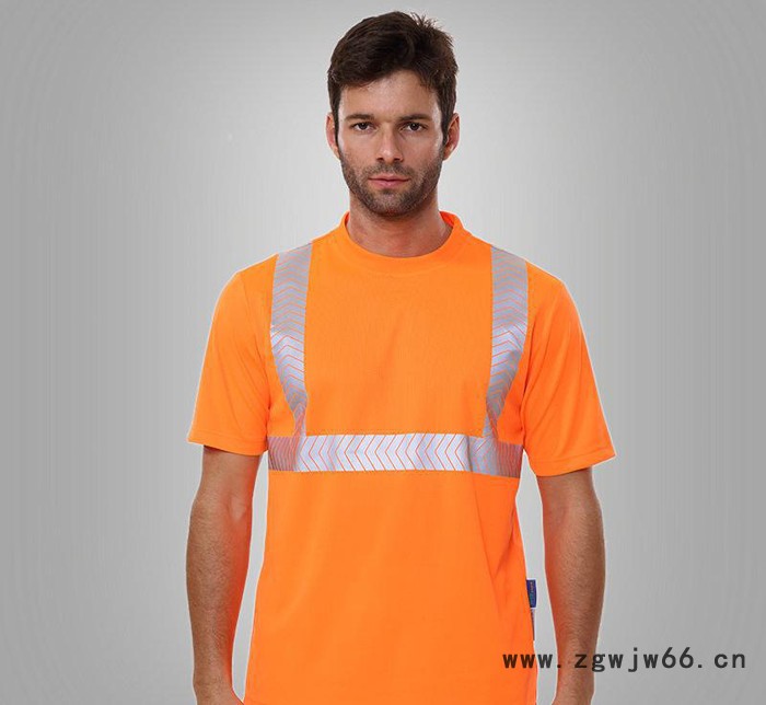 ** 安大叔 3M反光材料荧光橙 /绿圆领高警示T恤户外反光工作服图3