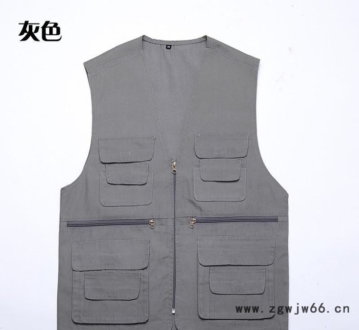 马甲多口袋背心马夹定制印字男式钓鱼摄影志愿者义工反光工作服图3