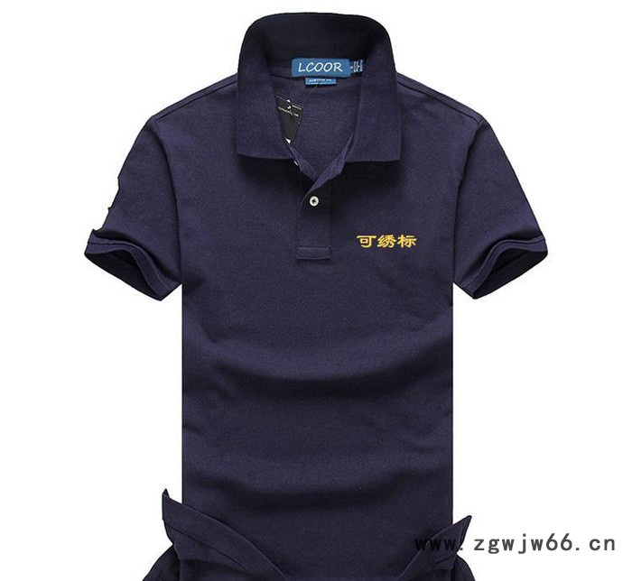 夏季新款纯棉短袖男式潮流工作服纯色珠地棉翻领polo衫定做订图3