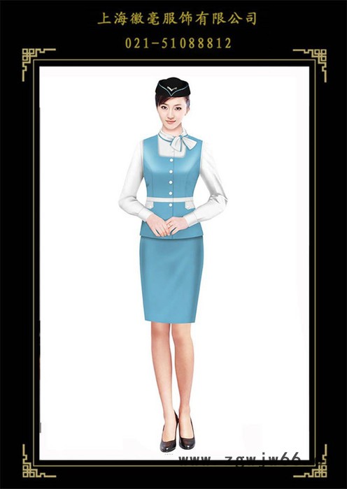 徽毫专业订制工作服，航空铁路制服，空姐服，女裙套装，长袖衬衫，马夹图3