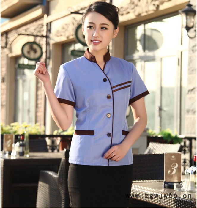 **保洁员工作服夏装 短袖女批发酒店宾馆客房保洁服装可绣