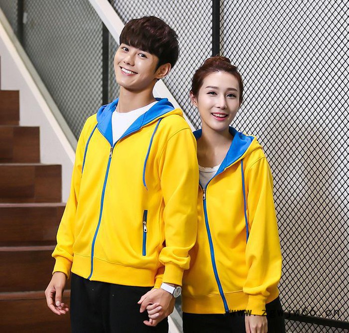 连帽开衫卫衣定制logo 韩版长袖加绒工作服外套班服定做直销