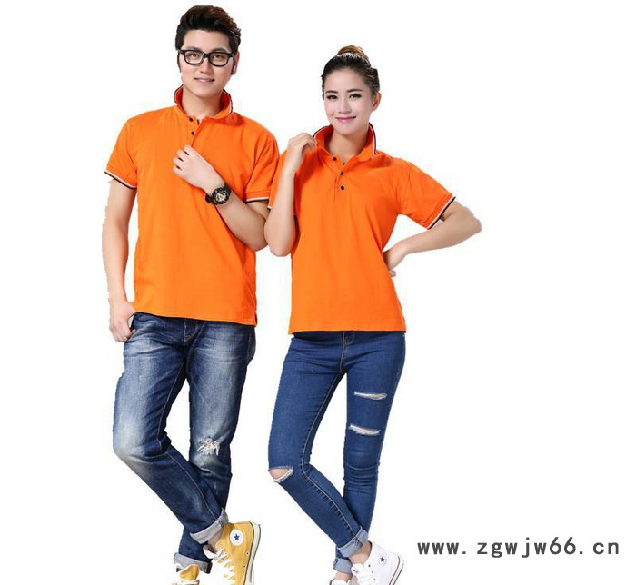 空白翻领广告衫定做t恤文化衫定制diy活动工作服促销空白班服图2