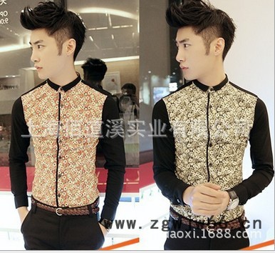 供应佰道溪发型师衬衫时尚美发工作服夜店男歌图3