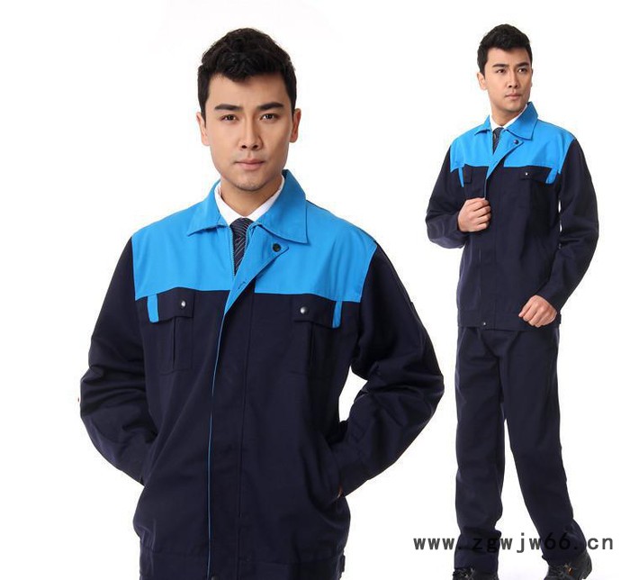 昌圣005蓝肩长袖电焊汽修工装劳保工作服套装直销