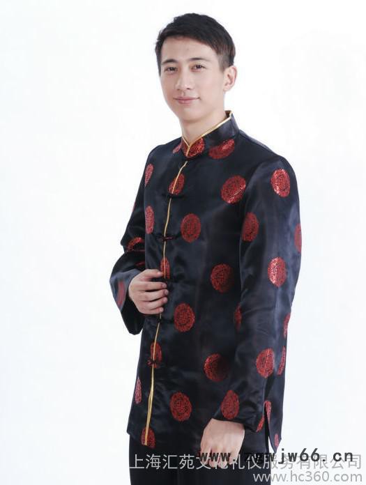 男士绸缎长袖上衣唐装 秋冬唐装上衣 可做会所工作服图3