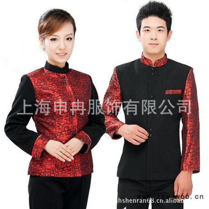 酒店服务员工作服制服套装专业定做，火锅店服务员制服套装厂家定做图2