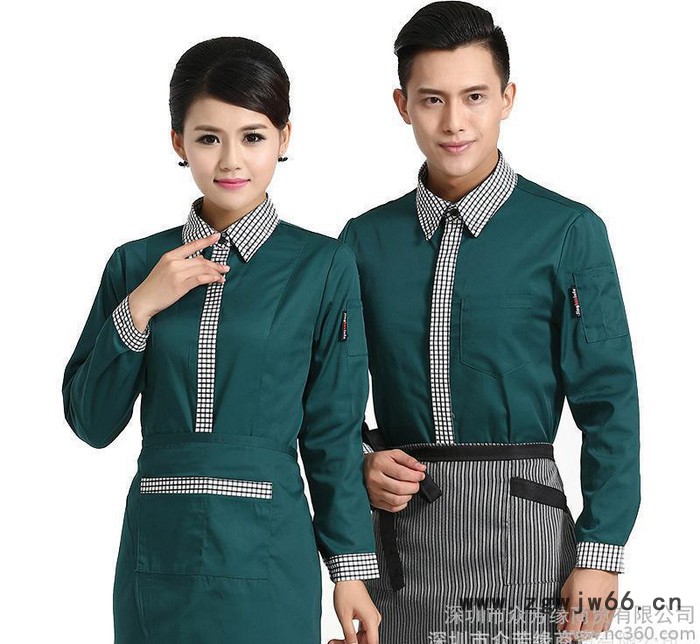 酒店工作服秋冬装男 中式饭店餐厅服务员女 咖啡厅餐饮火锅店长图2
