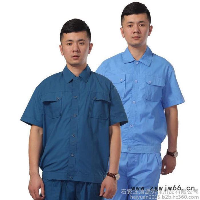 海源 涤棉工作服劳保服装男女款夏季上班工装制服短半袖套装DM910图3