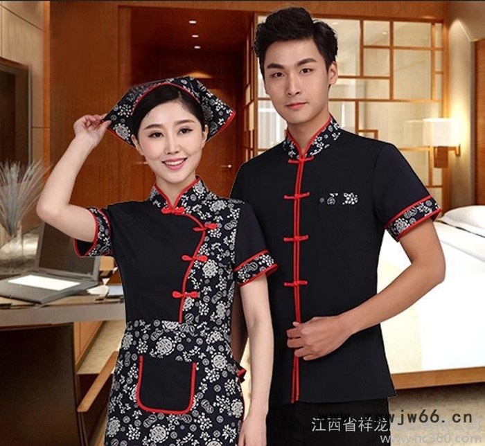 酒店男女服务员工作服夏季 短袖农家乐中餐厅火锅店员工制服