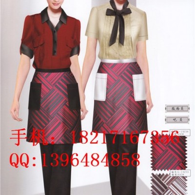 咖啡厅工作服订做新款 2014年新品咖啡厅制服 服务员工作服定做