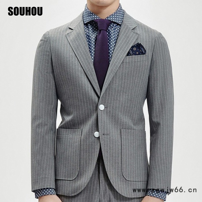 广州陌三服饰SOUHOU 商务时尚平驳西服套装 男士西装职业工作服图8