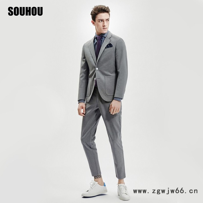广州陌三服饰SOUHOU 商务时尚平驳西服套装 男士西装职业工作服图4