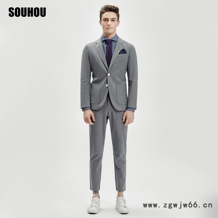 广州陌三服饰SOUHOU 商务时尚平驳西服套装 男士西装职业工作服图7