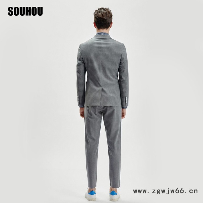 广州陌三服饰SOUHOU 商务时尚平驳西服套装 男士西装职业工作服图2