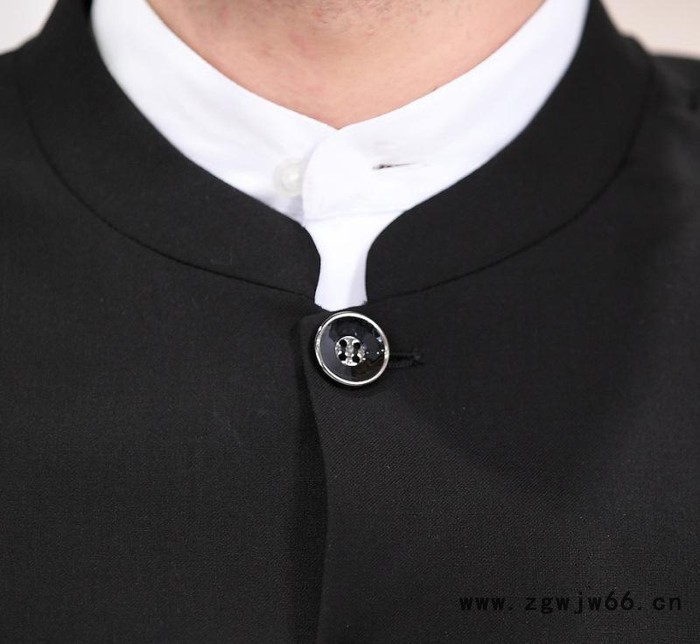 2016立领中山装西服套装 男士韩版结婚礼服职业正装长袖工作服男图3