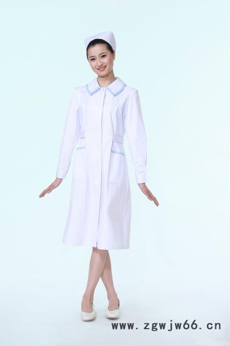 广州女护士服工作服劳保短袖夏装美容服粉白蓝色 圆驳头款定做