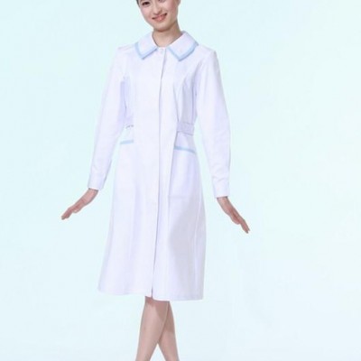 广州女护士服工作服劳保短袖夏装美容服粉白蓝色 圆驳头款定做