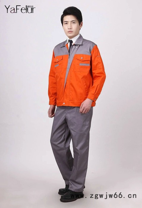 广州拼色工作服套装男夏季工作服长袖工作服工程服半袖劳保服图2