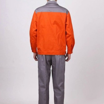 广州拼色工作服套装男夏季工作服长袖工作服工程服半袖劳保服