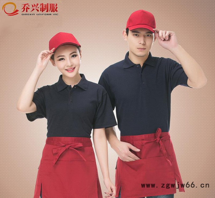 酒店工作服夏装t恤餐厅快餐店服务员短袖t恤衫超市活动广告衫大码