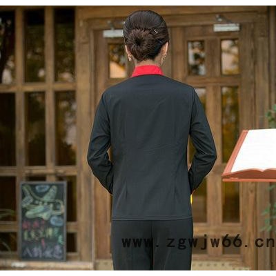 酒店工作服长袖 餐厅服务员服装 男女秋冬饭店 快餐店制服