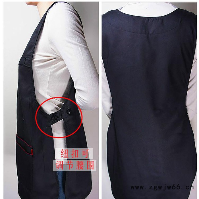 围裙定制logo韩版时尚咖啡店超市马甲围腰美甲男女工作服套头罩衣 围裙马甲图6