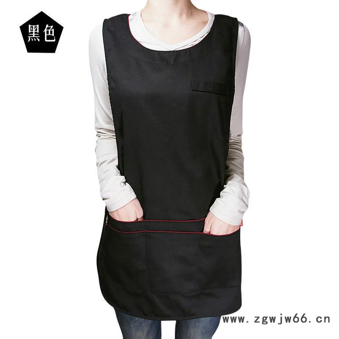 围裙定制logo韩版时尚咖啡店超市马甲围腰美甲男女工作服套头罩衣 围裙马甲图3