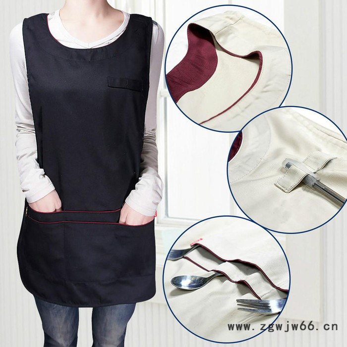 围裙定制logo韩版时尚咖啡店超市马甲围腰美甲男女工作服套头罩衣 围裙马甲图4