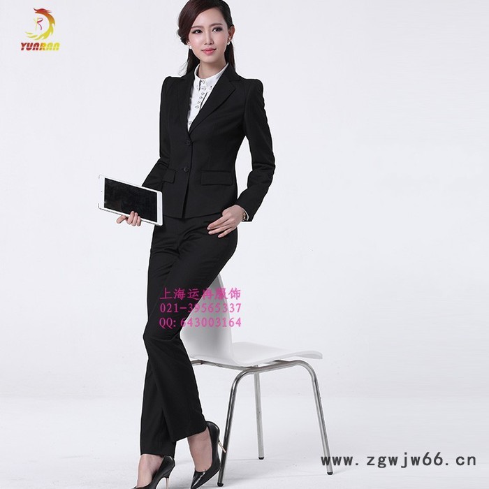 运冉韩版修身ol职业女套装裤装西服女式职业装工作服面试装定制图2