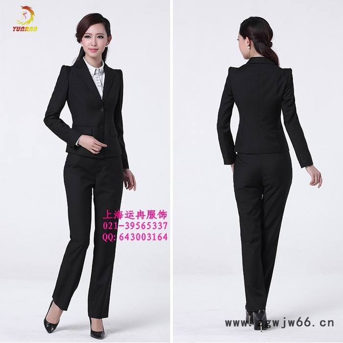 运冉韩版修身ol职业女套装裤装西服女式职业装工作服面试装定制图3